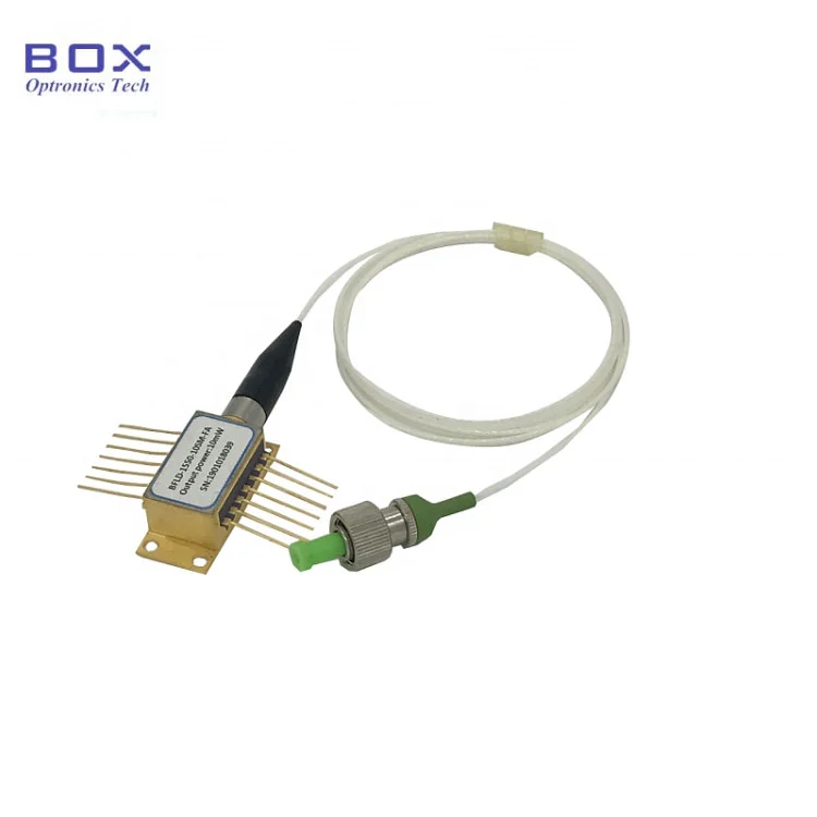 1550nm 100mw 100kHz تنگ لائن وڈتھ DFB لیزر ڈایڈڈ BTF کے ساتھ ایس ایم/پی ایم فائبر کے ساتھ